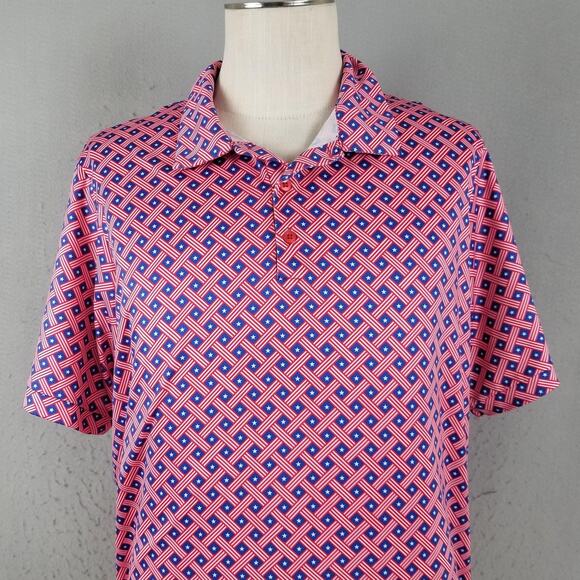 Caddy Cart Golf Polo Shirt Mens Extra Large XL Red Blue Patriotic USA Flag - Picture 2 of 13